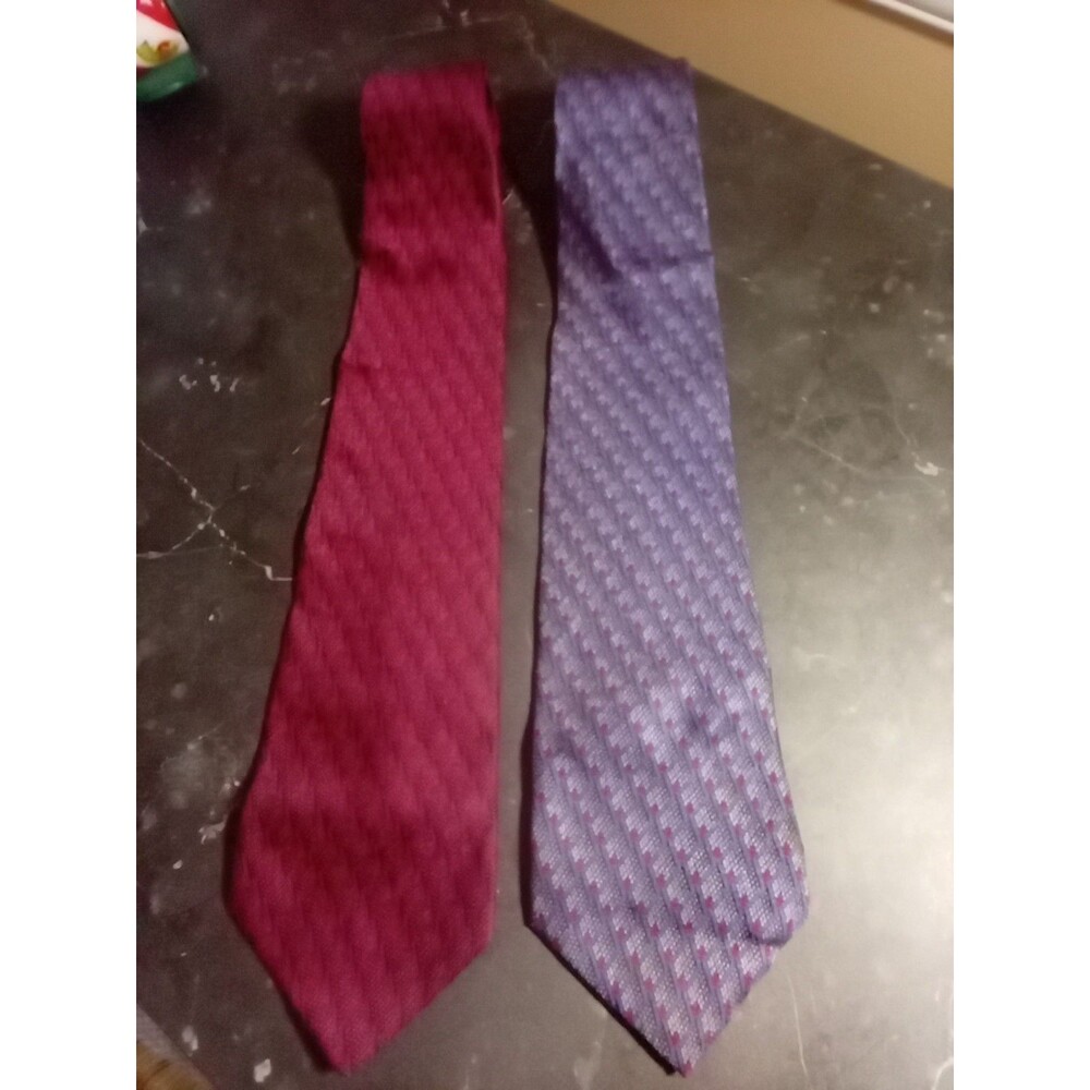 Paco Robanne 100% Imported Silk Ties Red and Blue Geometric. Bundle Of Two.